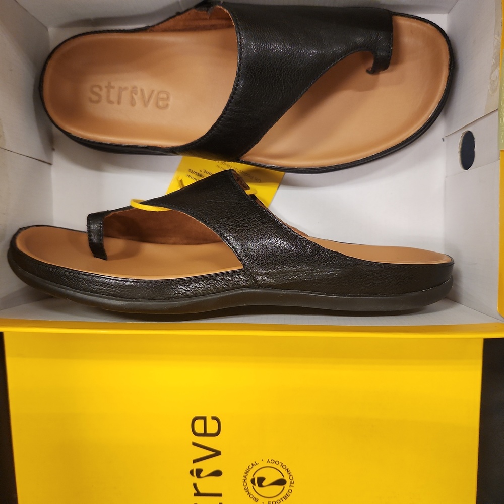 Nwt strive leather black sandals slides